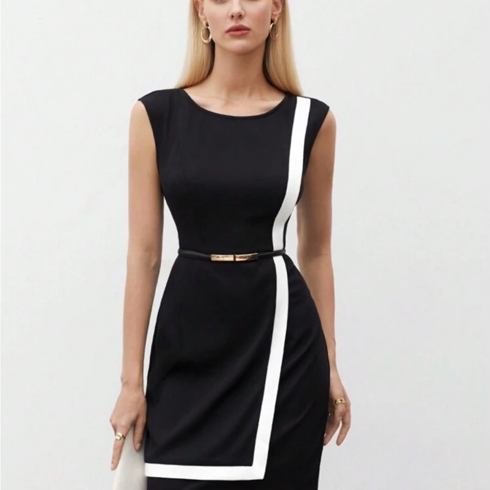 SHEIN Black and White Asymmetrical Dress